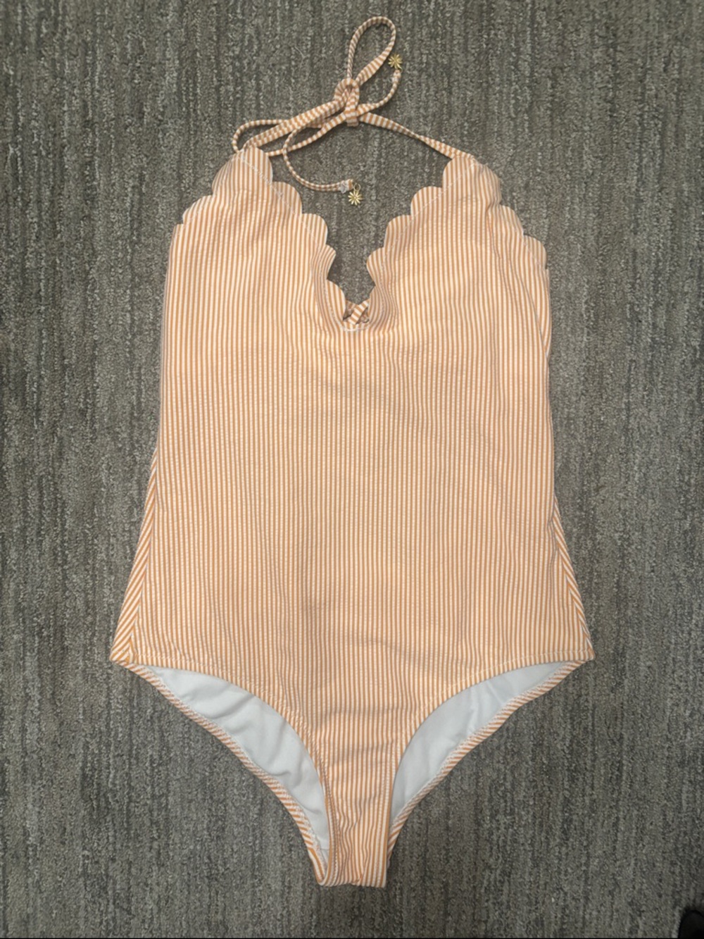 Jessica Simpson Orange-White Striped Trim Swimwear